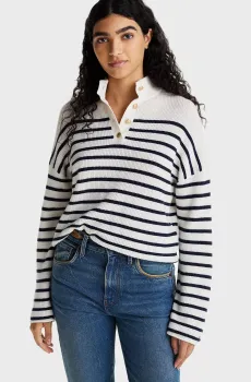 Женская шерстяная кофта в полоску GOLD BUTTON POLO LS SWEATER Разноцветный XS Tommy Hilfiger WW0WW44981