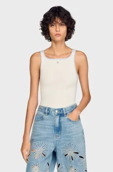 Женская белая майка Белый XS Sandro SFPPU02789_Ecru