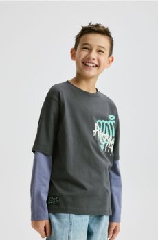 Reserved - Лонгслів з принтом - темно-сірий - 696IG-90X