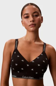 Женский черный бюстгальтер с узором LGHTLY LINED BRALETTE Черный XS Calvin Klein LV00QF8504