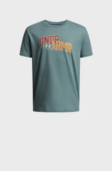 Детская бирюзовая футболка UA OVERLAY WM SS Бирюзовый 8 Under Armour 6005069-323