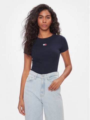 Tommy Jeans Футболка Badge DW0DW17881 Cиній Slim Fit Tommy Jeans Футболка Badge DW0DW17881 Cиній Slim Fit