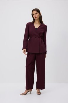 Reserved - Штани із вязкою - буряковий - 742JC-83X