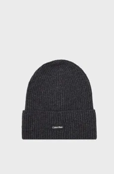 Мужская темно-серая шерстяная шапка DADDY WOOL BEANIE Серый ONESIZE Calvin Klein K50K510984