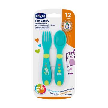 Детский набор ложка и вилка для кормления Chicco First Cutlery от 12месяцев, зеленый (16101.30) Детский набор ложка и вилка для кормления Chicco First Cutlery от 12месяцев, зеленый (16101.30)