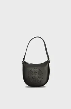 Женская черная кожаная сумка k circle moon shb perforated Черный ONESIZE Karl Lagerfeld 241W3028