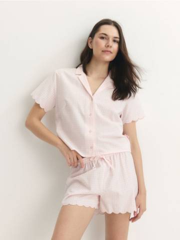 Reserved - Піжама з декоративною обробкою - пастельний рожевий - 197CS-03X