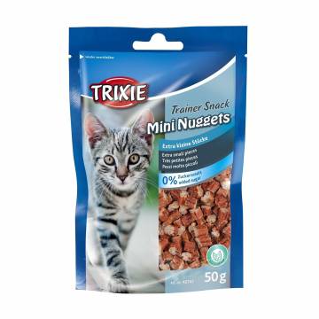Лакомство для кошек Trixie Trainer Snack Mini Nuggets с тунцом, курицей и кошачьей мятой, 50 г Лакомство для кошек Trixie Trainer Snack Mini Nuggets с тунцом, курицей и кошачьей мятой, 50 г