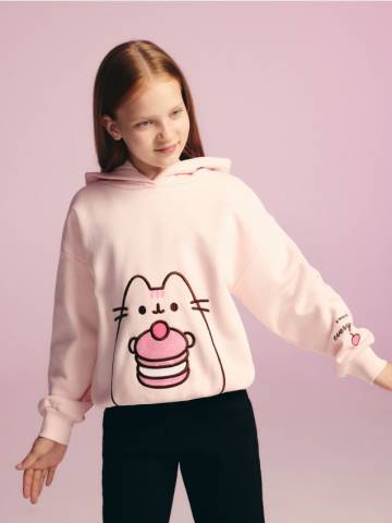 Reserved - Світшот з аплікацією Pusheen - пастельний рожевий - 451DB-03X Reserved - Світшот з аплікацією Pusheen - пастельний рожевий - 451DB-03X