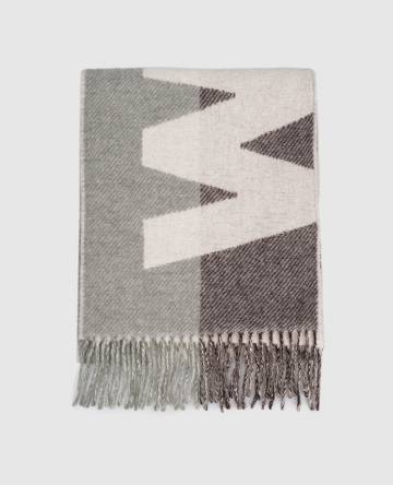 Зеленый шарф из шерсти с логотипом