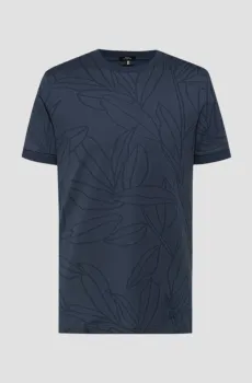 Мужская темно-синяя футболка с узором Синий M BOSS 50467018;404