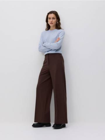 Reserved - Широкі штани зі стрілками - темно коричневий - 441FM-89X