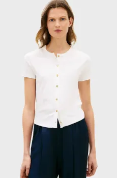 Женская белая футболка GOLD BUTTON SLIM Белый L Tommy Hilfiger WW0WW48709