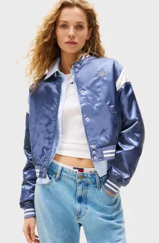 Женский темно-синий бомбер TJW SCRIPT VARSITY JACKET Синий S Tommy Jeans DW0DW20960