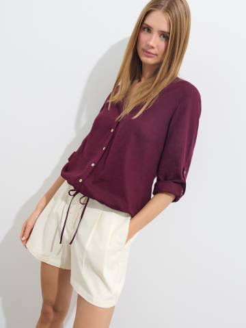 Mohito - Блузка з вмістом льону - червоне дерево - 42