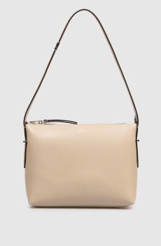 Бежевая кожаная сумка Bevel с принтом логотипа