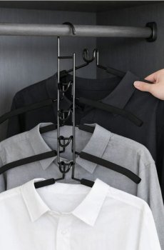 Багаторівнева металева вішалка для одягу - чорний