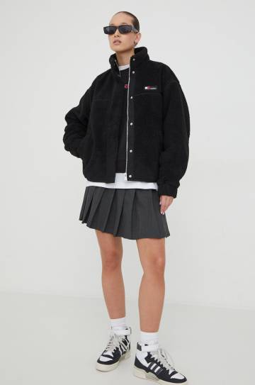 Хлопковая кофта Tommy Jeans женская цвет чёрный с аппликацией Хлопковая кофта Tommy Jeans женская цвет чёрный с аппликацией
