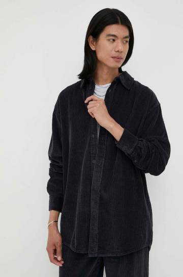 Хлопковая рубашка American Vintage мужская цвет синий relaxed классический воротник Хлопковая рубашка American Vintage мужская цвет синий relaxed классический воротник