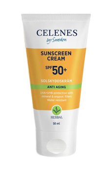 Солнцезащитный крем для лица и тела Celenes Herbal Sunscreen Cream SPF 50+ PA++++ против старения, 50 мл