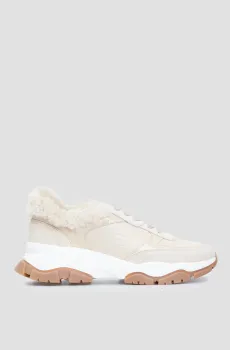 Женские бежевые кожаные кроссовки Бежевый 37 Baldinini D5B830A1CAVI;9012