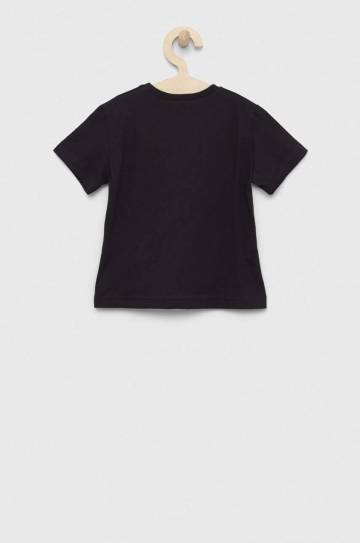 Детская хлопковая футболка United Colors of Benetton цвет чёрный однотонная Детская хлопковая футболка United Colors of Benetton цвет чёрный однотонная