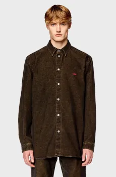 Мужская темно-коричневая вельветовая рубашка D-SIMPLY-OVER SHIRT Коричневый XL Diesel A07111 003GJ