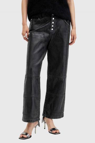 Хлопковые брюки AllSaints TAY CARPENTER цвет чёрный широкие средняя посадка W022EB Хлопковые брюки AllSaints TAY CARPENTER цвет чёрный широкие средняя посадка W022EB