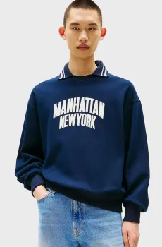 Мужской темно-синий свитшот PIQUE INTERLOCK RUGBY Синий XL Tommy Jeans DM0DM21621