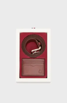 Мужской кожаный набор аксессуаров (кардхолдер, ремень) CREST Коричневый 105 Tommy Hilfiger AM0AM13934