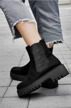 Черевики зі штучної замші - чорний