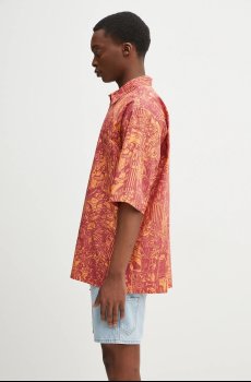 Хлопковая рубашка Marcelo Burlon Aop Mech Bowling Shirt Orange Burgundy