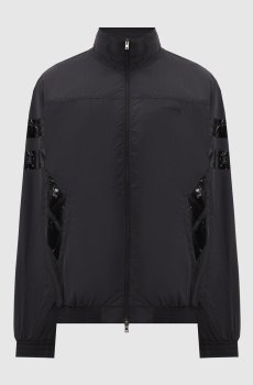 Черная спортивная куртка с вышивкой логотипа