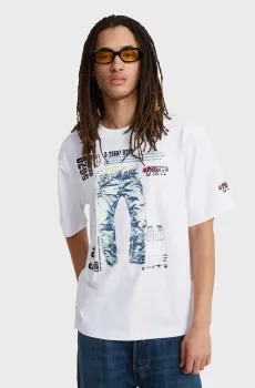 Мужская белая футболка Modelkit print boxy Белый M G-Star RAW D24944,C784