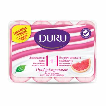 Крем-мыло твердое DURU Увлажняющий крем и розовый грейпфрут 1+1, 4*80 г Крем-мыло твердое DURU Увлажняющий крем и розовый грейпфрут 1+1, 4*80 г