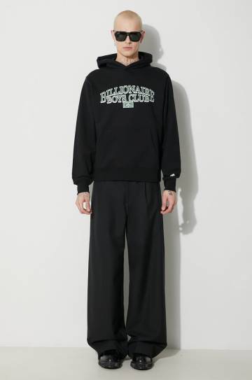 Хлопковая кофта Billionaire Boys Club Scholar Popover мужская цвет чёрный с капюшоном с принтом B23434 Хлопковая кофта Billionaire Boys Club Scholar Popover мужская цвет чёрный с капюшоном с принтом B23434