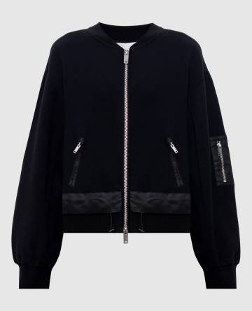 Черный бомбер с шерстью