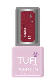 Уценка! Гель-лак для ногтей Tufi Profi Premium Cabaret 14 Каберне с блестками, 8 мл