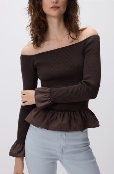 Reserved - Светр з віскози - темно коричневий - 616IN-89X