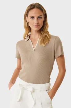 Женское бежевое поло Polo piping knit Бежевый XL Mexx MF006605951W