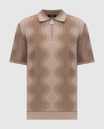 Бежевое поло с шелком в узор