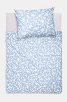 Комплект постільної білизни з квітами - блакитний