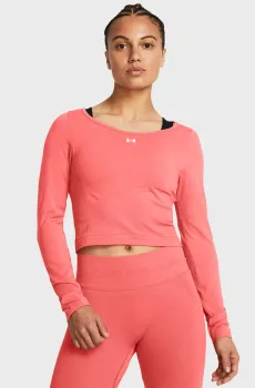 Женский коралловый лонгслив UA Train Seamless LS Коралловый L Under Armour 1379150-811