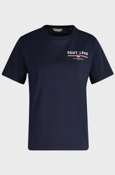Женская темно-синяя футболка REG GRAPHIC SS T-SHIRT Синий L Gant 4201554
