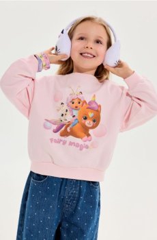 Світшот із круглим вирізом і принтом Gabbys Dollhouse - пастельний рожевий