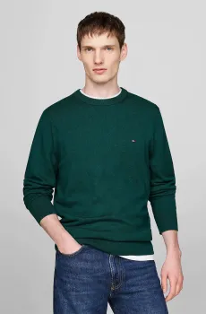 Мужской зеленый джемпер PIMA ORG CTN CASHMERE CREW NECK Зеленый XXL Tommy Hilfiger MW0MW28046