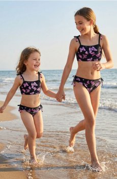 Купальник з блискучими метеликами та бісером - чорний