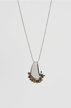 Reserved - Кулон з натуральним камінням - темно коричневий - 742JT-89X