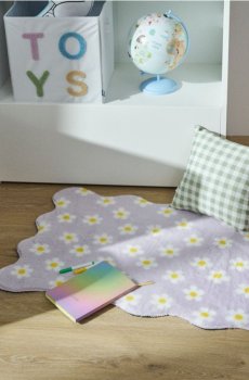 Килим з квітковим мотивом - пастельний рожевий