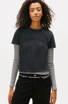 Женская черная футболка REG GMD VARSITY Черный M Tommy Jeans DW0DW22458